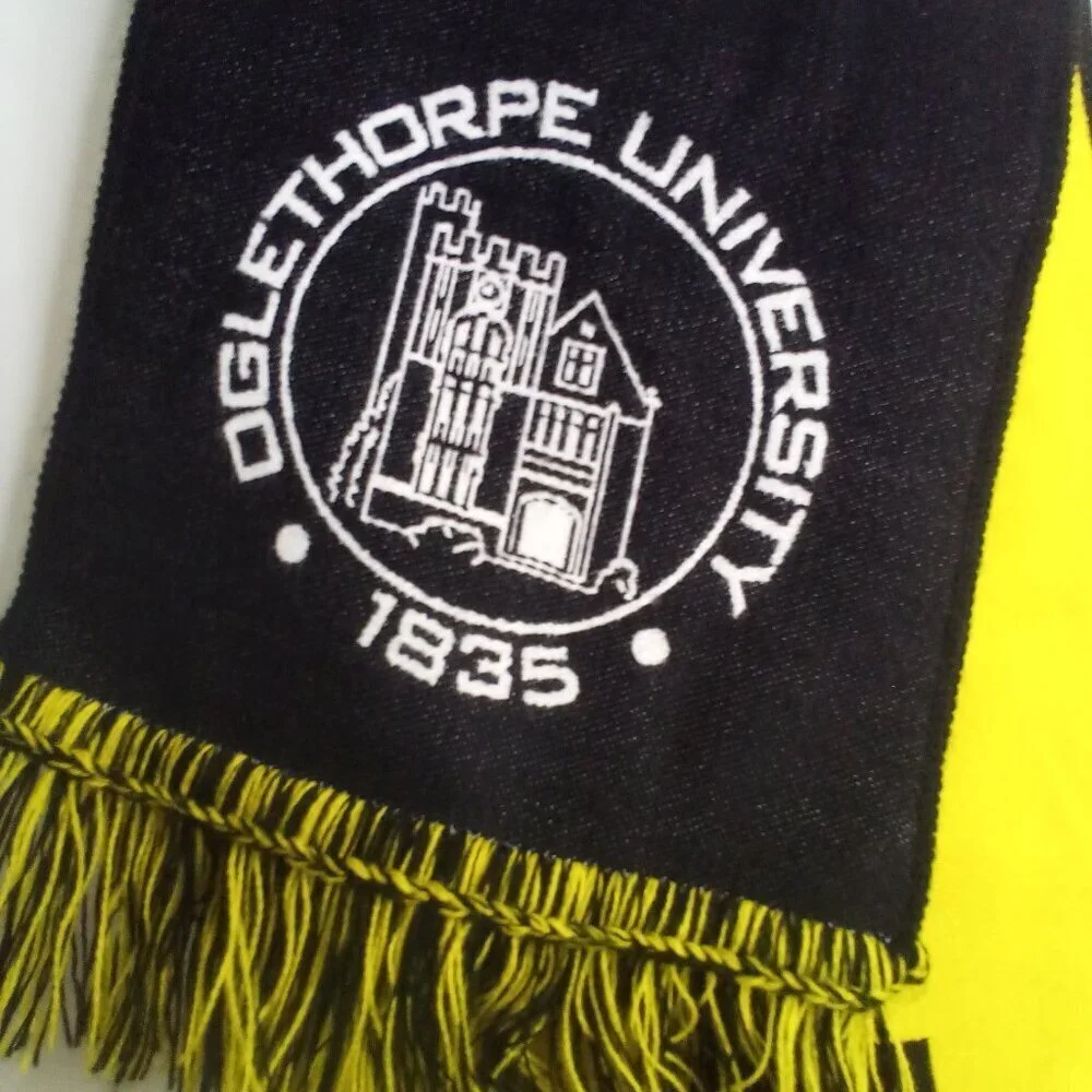 Oglethorpe University Scarf Diehard Double Side Fringe Black Yellow